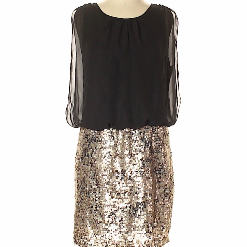 Black and gold cocktail dress